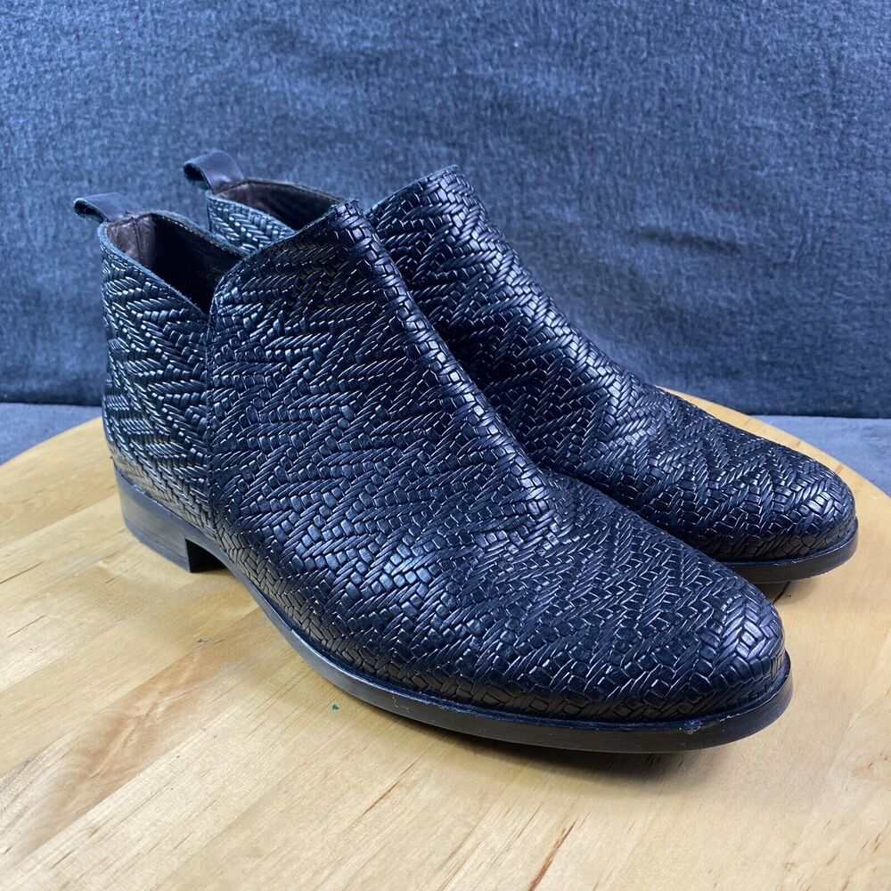 Marroqui Sanchez Black Leather Booties Size US 7.5/EUR 38 Spain 19039 EUC Weaved
